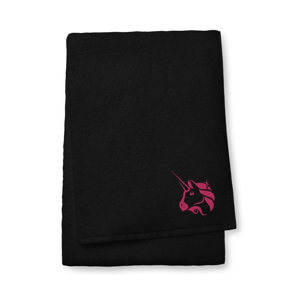 Uniswap Unicorn Premium Embroidered Towel  zeroconfs Black Bath Towel 
