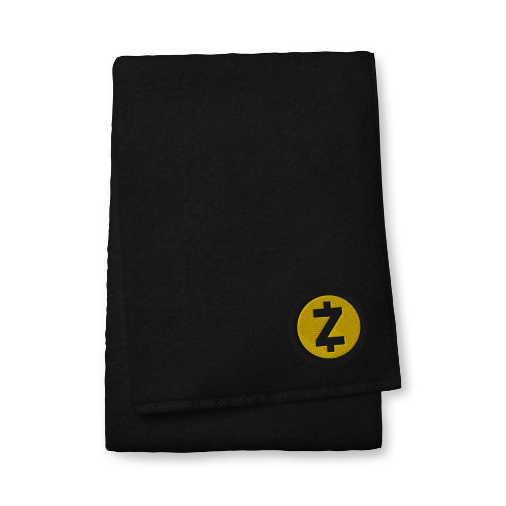 Zcash Premium Embroidered Towel  zeroconfs Black Bath Towel 