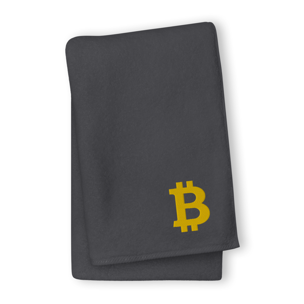Bitcoin Gold Premium Embroidered Towel  zeroconfs Graphite GIANT Towel 