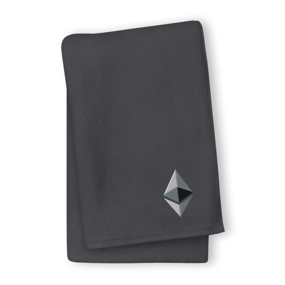 Ethereum Premium Embroidered Towel  zeroconfs Graphite GIANT Towel 