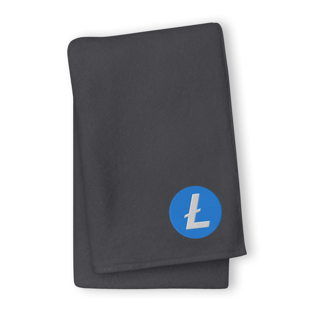 Litecoin Premium Embroidered Towel  zeroconfs Graphite GIANT Towel 