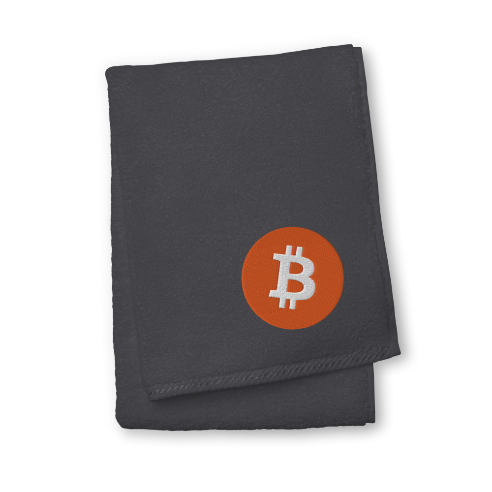 Bitcoin Core Logo Premium Embroidered Towel  zeroconfs Graphite Hand Towel 