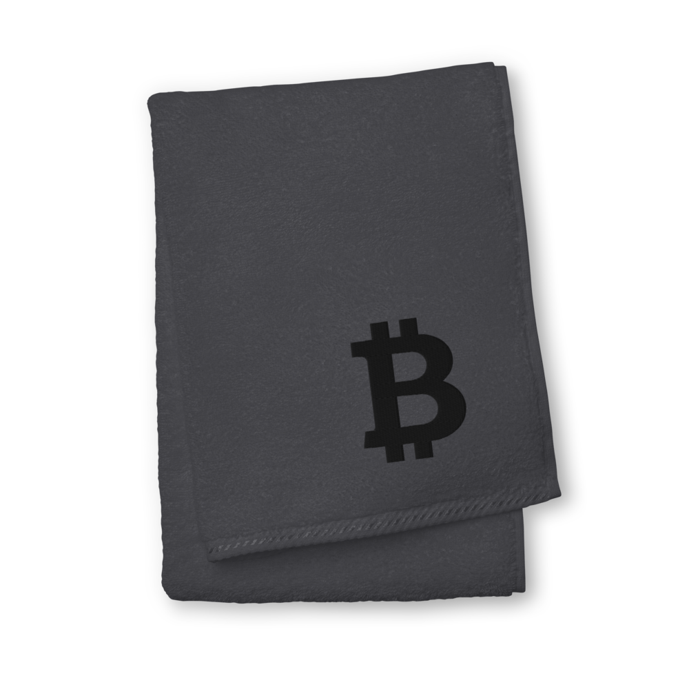Bitcoin Black Premium Embroidered Towel  zeroconfs Graphite Hand Towel 