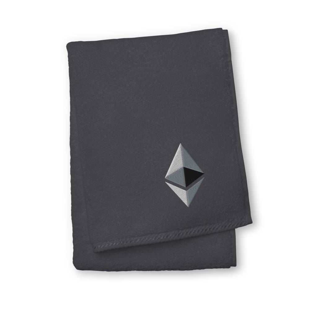 Ethereum Premium Embroidered Towel  zeroconfs Graphite Hand Towel 