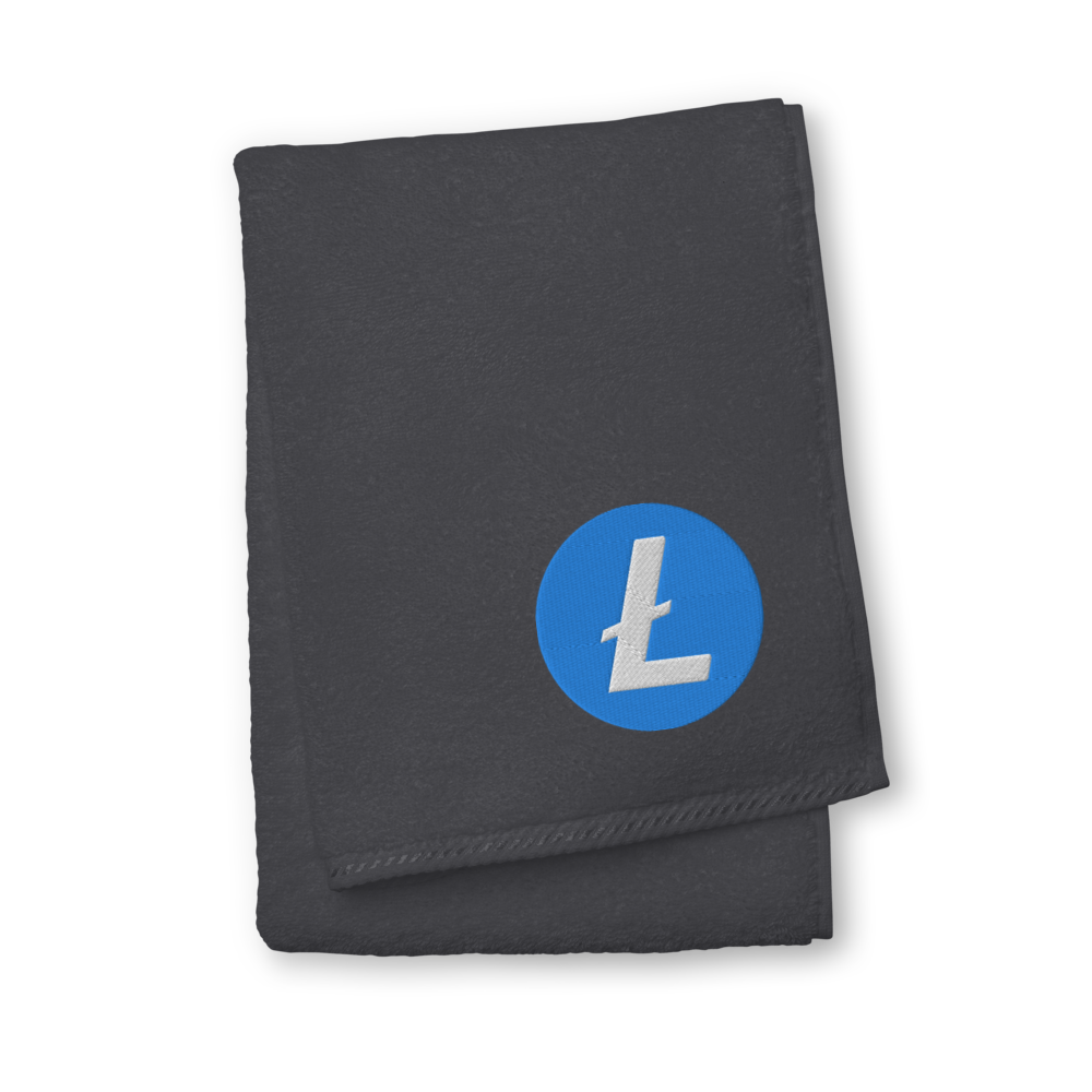 Litecoin Premium Embroidered Towel  zeroconfs Graphite Hand Towel 