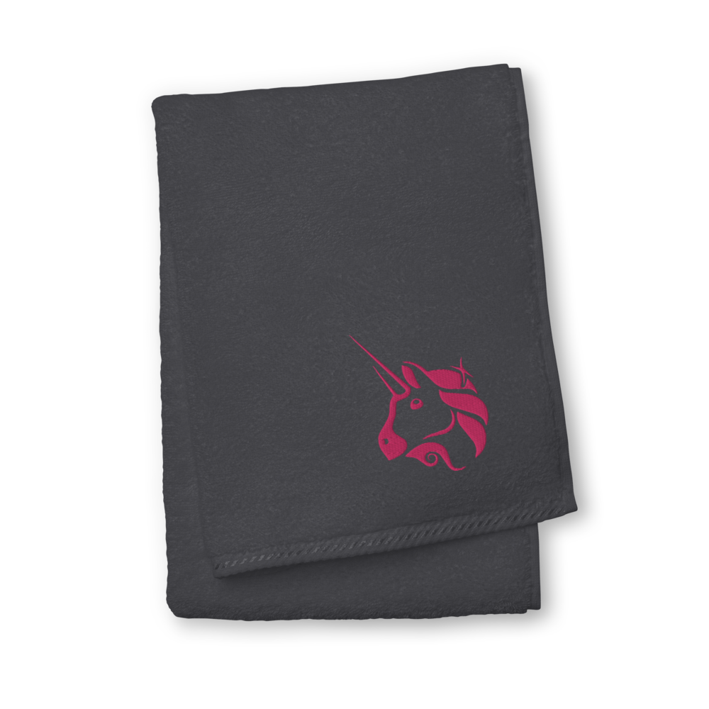 Uniswap Unicorn Premium Embroidered Towel  zeroconfs Graphite Hand Towel 