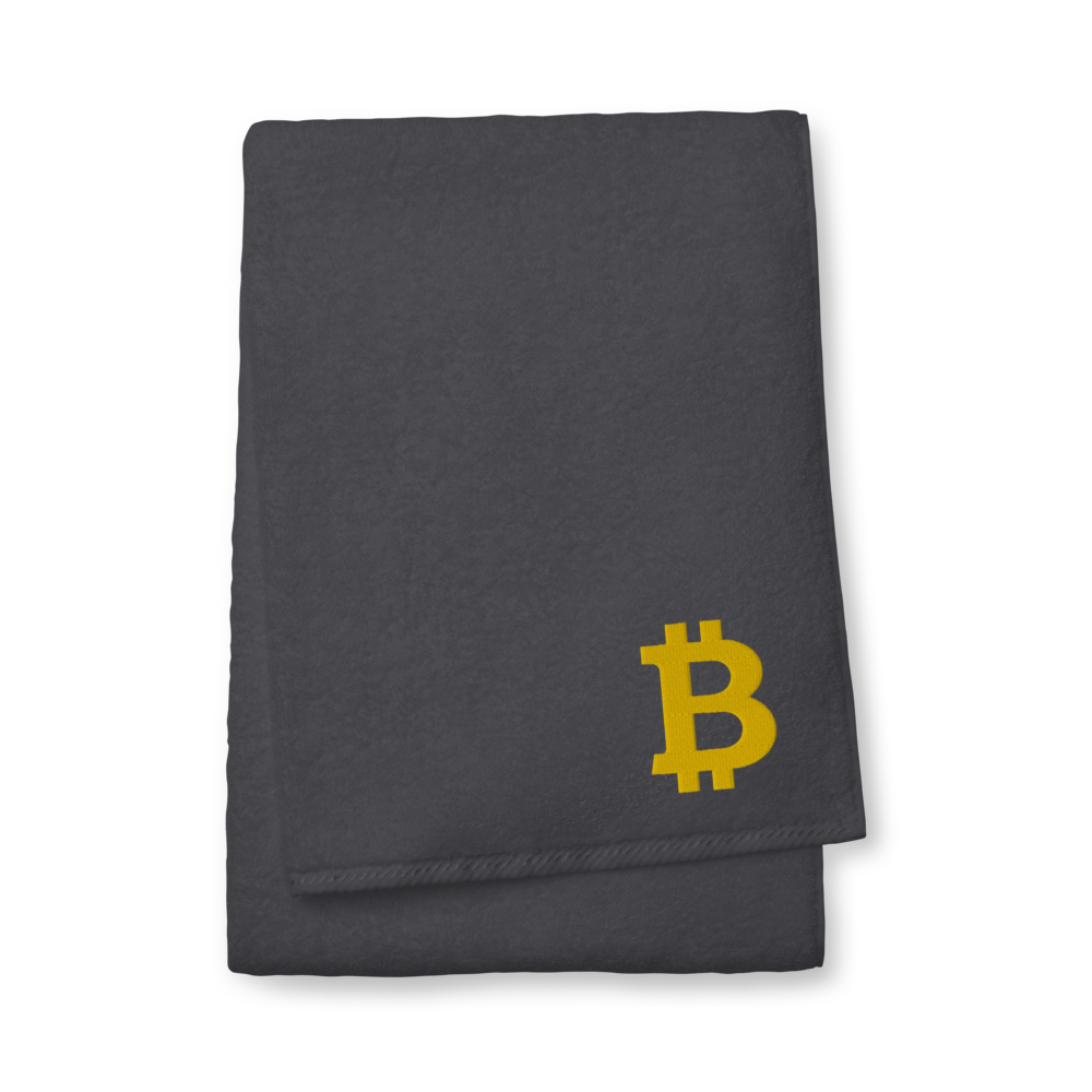 Bitcoin Gold Premium Embroidered Towel  zeroconfs Graphite Bath Towel 