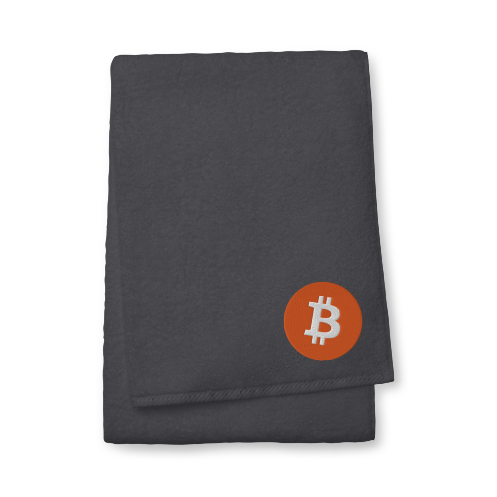 Bitcoin Core Logo Premium Embroidered Towel  zeroconfs Graphite Bath Towel 