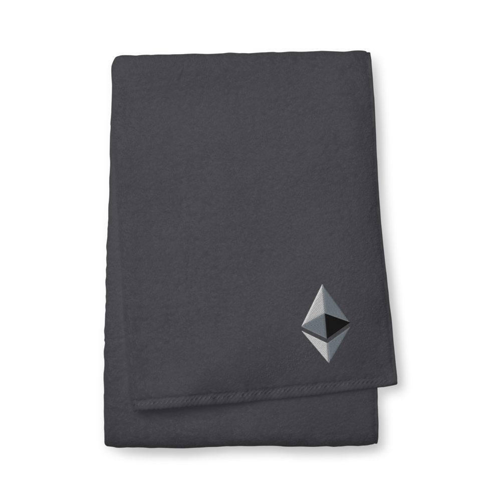 Ethereum Premium Embroidered Towel  zeroconfs Graphite Bath Towel 