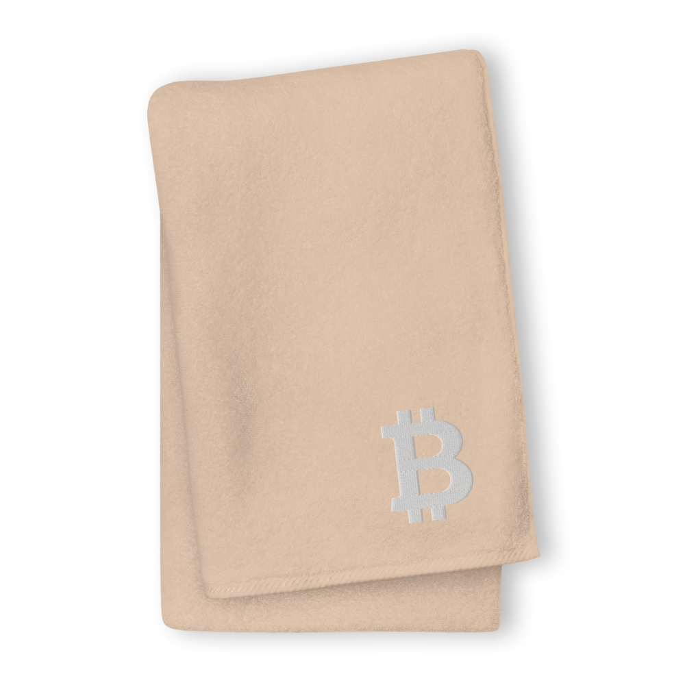 Bitcoin White Premium Embroidered Towel  zeroconfs Sand GIANT Towel 