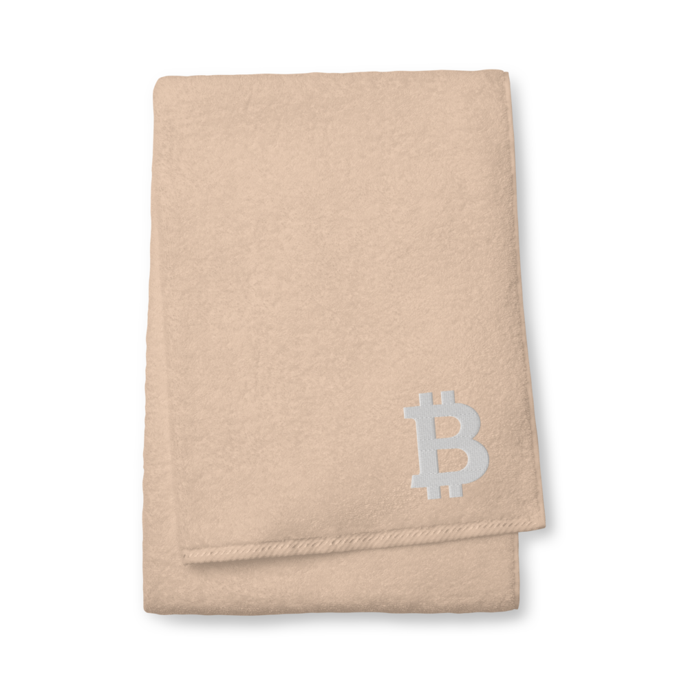 Bitcoin White Premium Embroidered Towel  zeroconfs Sand Bath Towel 