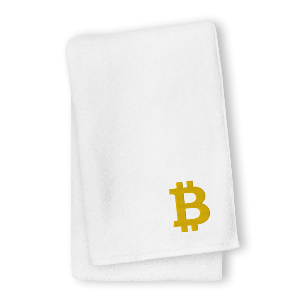 Bitcoin Gold Premium Embroidered Towel  zeroconfs White GIANT Towel 