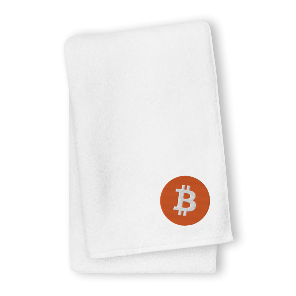 Bitcoin Core Logo Premium Embroidered Towel  zeroconfs White GIANT Towel 