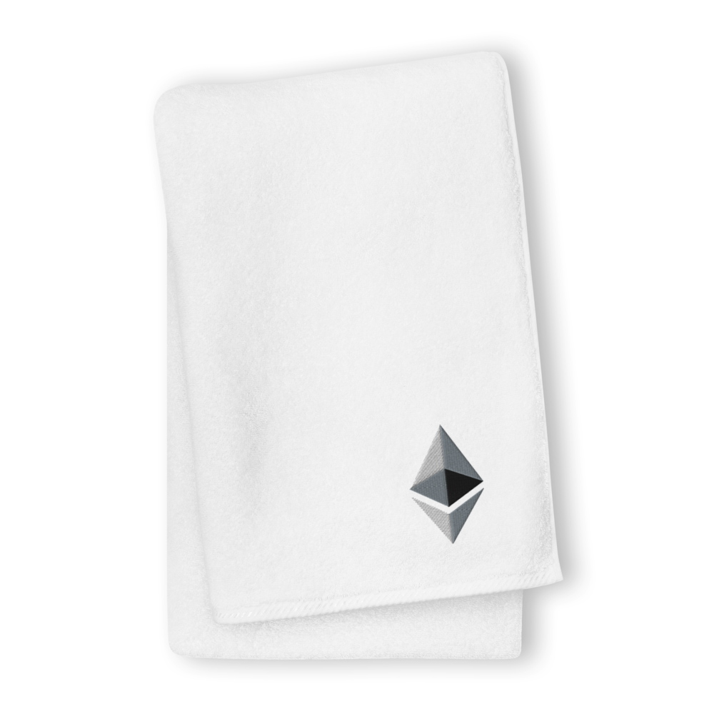 Ethereum Premium Embroidered Towel  zeroconfs White GIANT Towel 