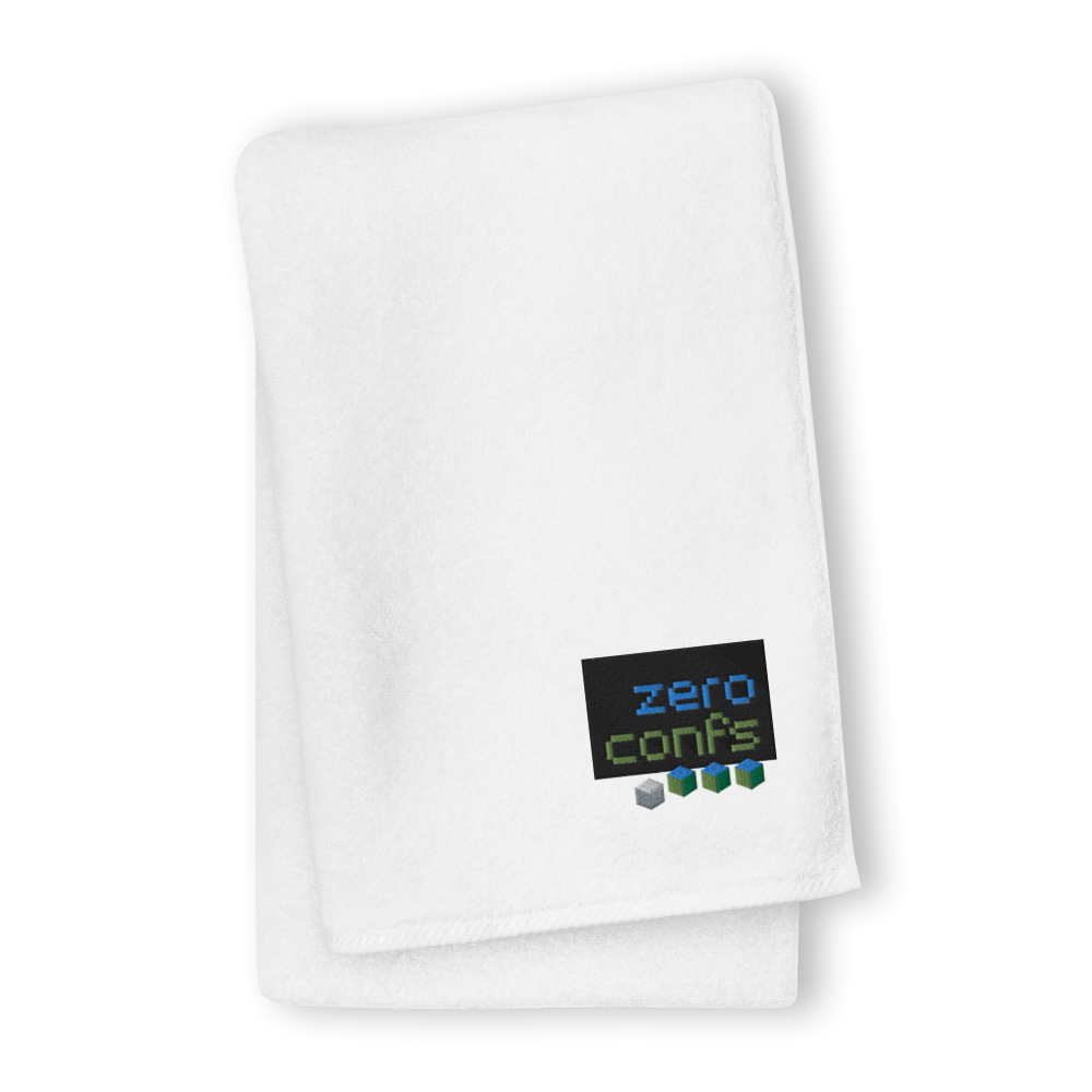 Zeroconfs.com Premium Embroidered Towel  zeroconfs White GIANT Towel 