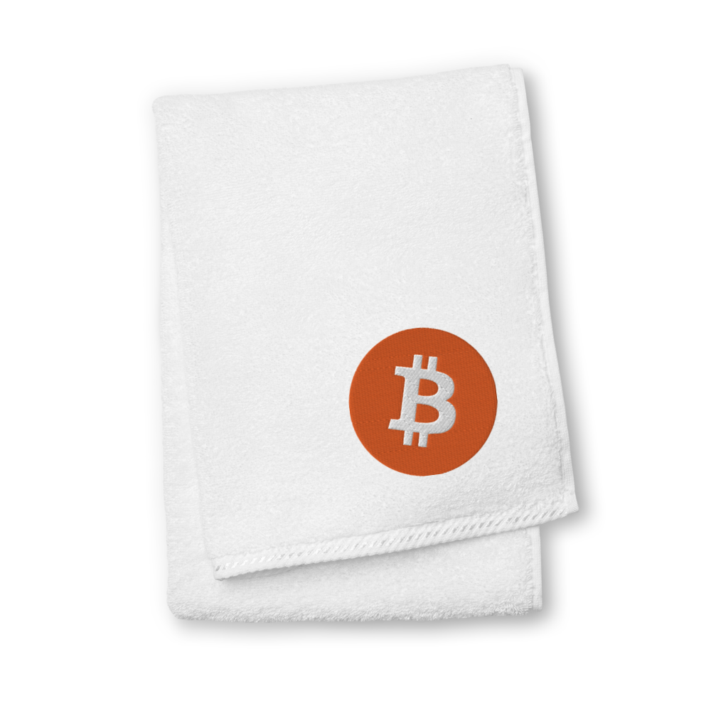 Bitcoin Core Logo Premium Embroidered Towel  zeroconfs White Hand Towel 