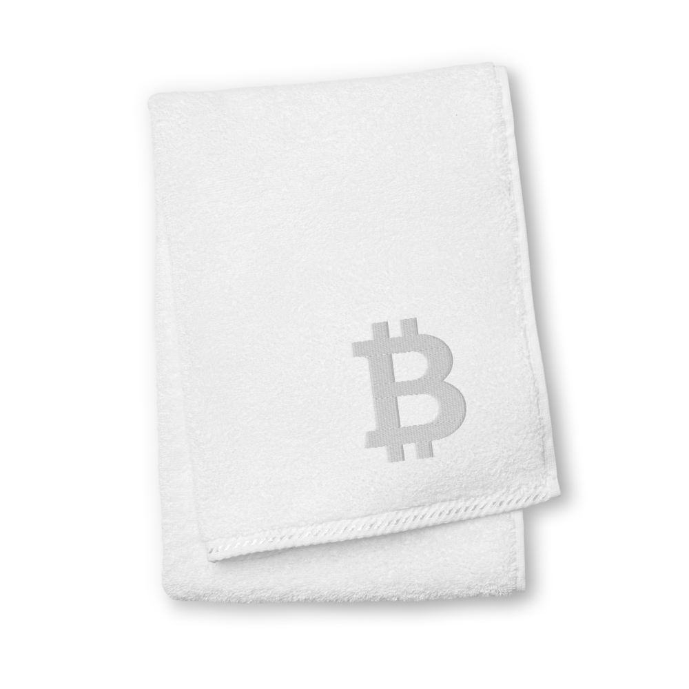 Bitcoin White Premium Embroidered Towel  zeroconfs White Hand Towel 