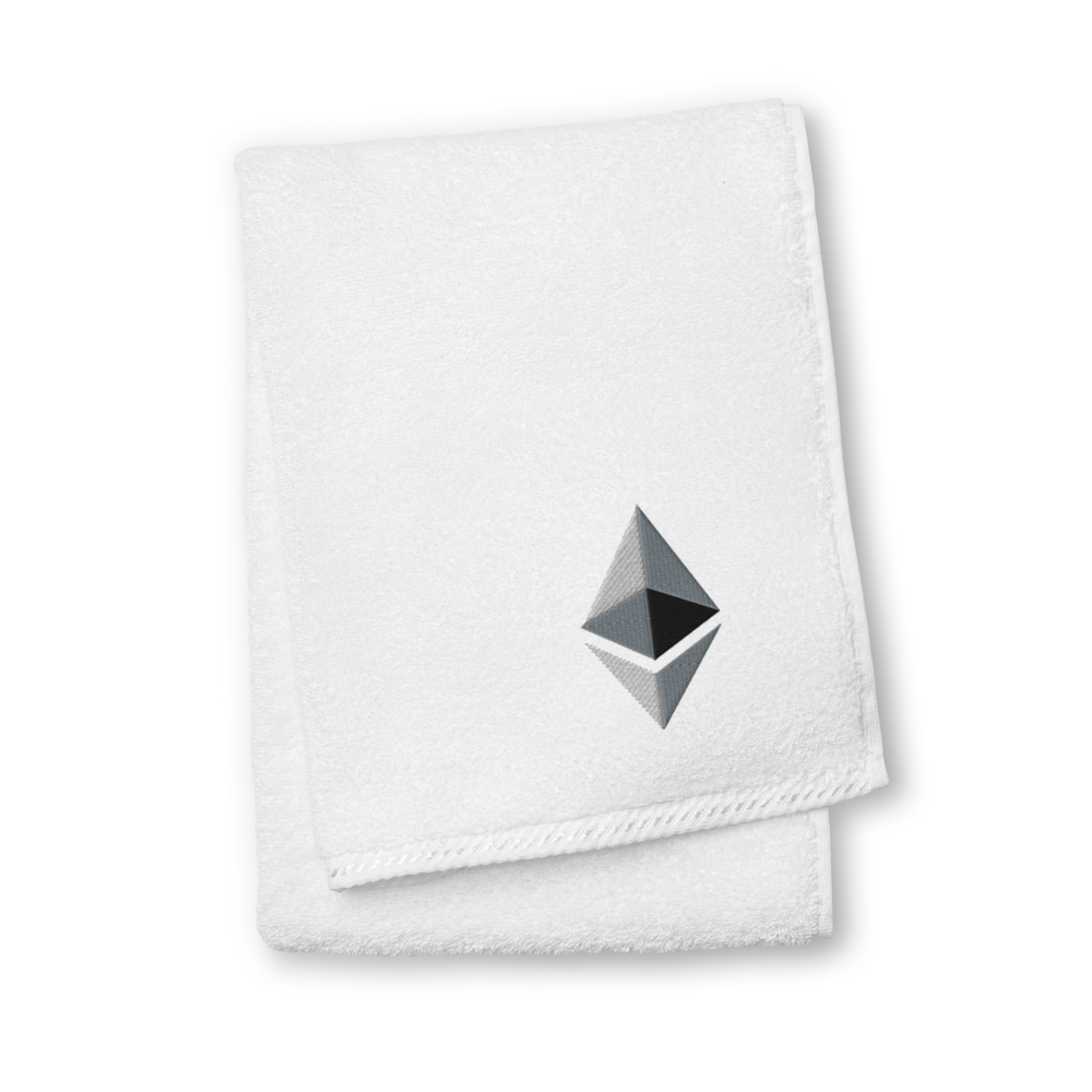 Ethereum Premium Embroidered Towel  zeroconfs White Hand Towel 