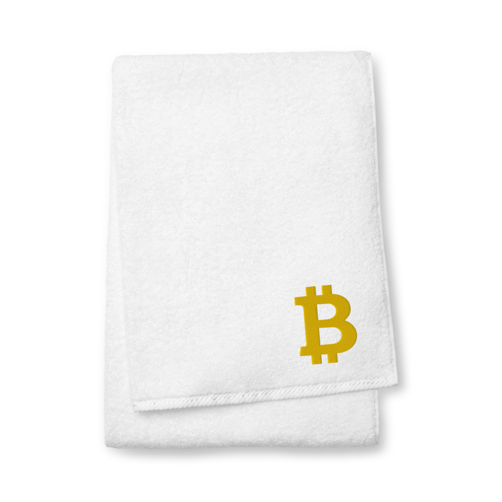 Bitcoin Gold Premium Embroidered Towel  zeroconfs White Bath Towel 