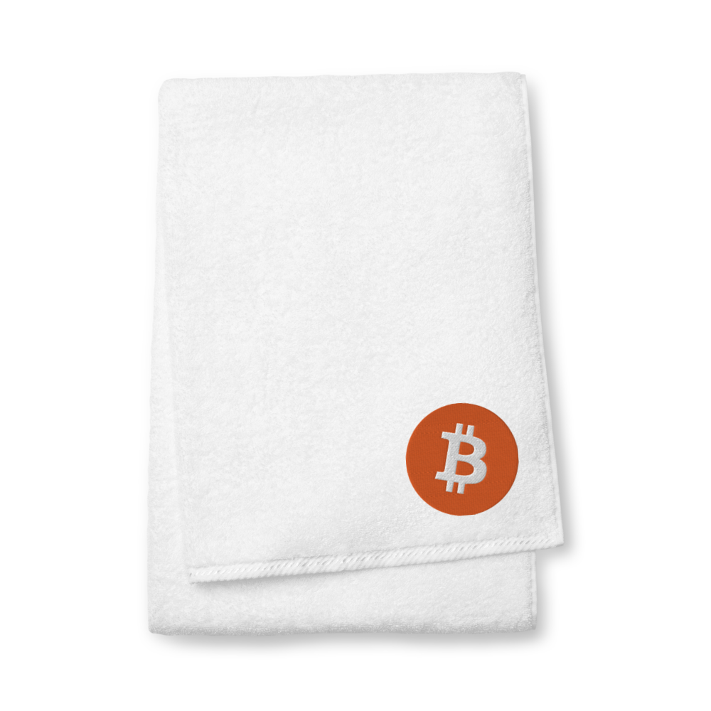 Bitcoin Core Logo Premium Embroidered Towel  zeroconfs White Bath Towel 