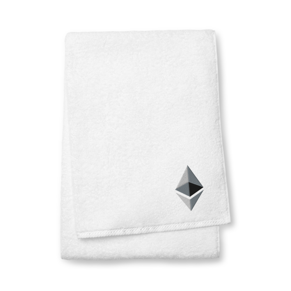 Ethereum Premium Embroidered Towel  zeroconfs White Bath Towel 