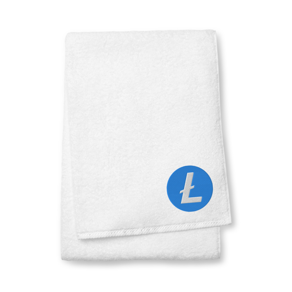 Litecoin Premium Embroidered Towel  zeroconfs White Bath Towel 
