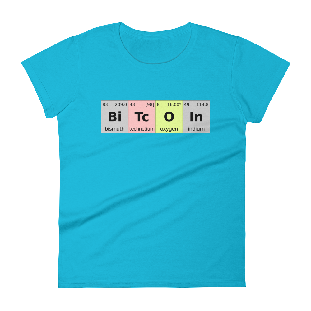 Bitcoin Periodic Table Women's T-Shirt  zeroconfs Caribbean Blue S 