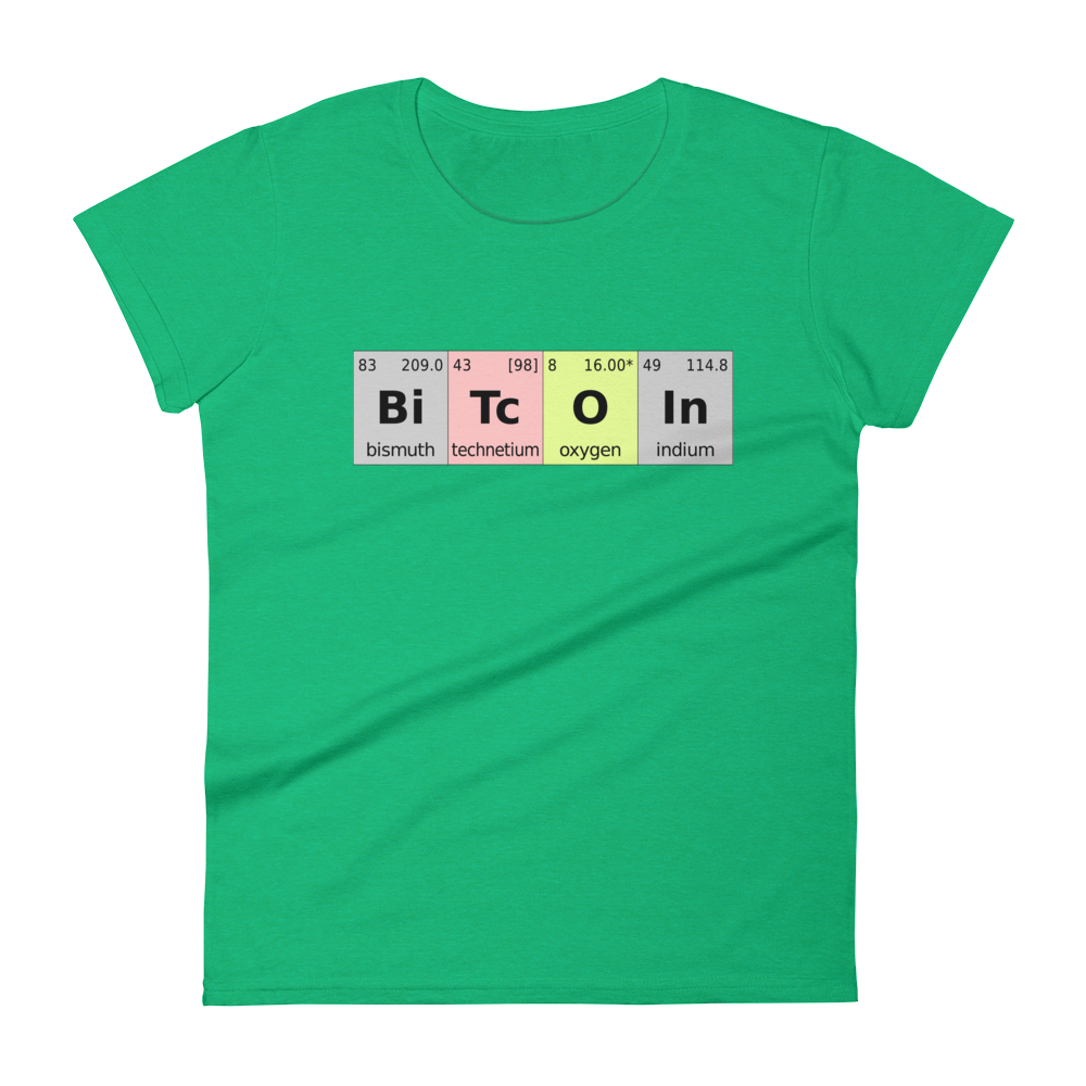 Bitcoin Periodic Table Women's T-Shirt  zeroconfs Heather Green S 