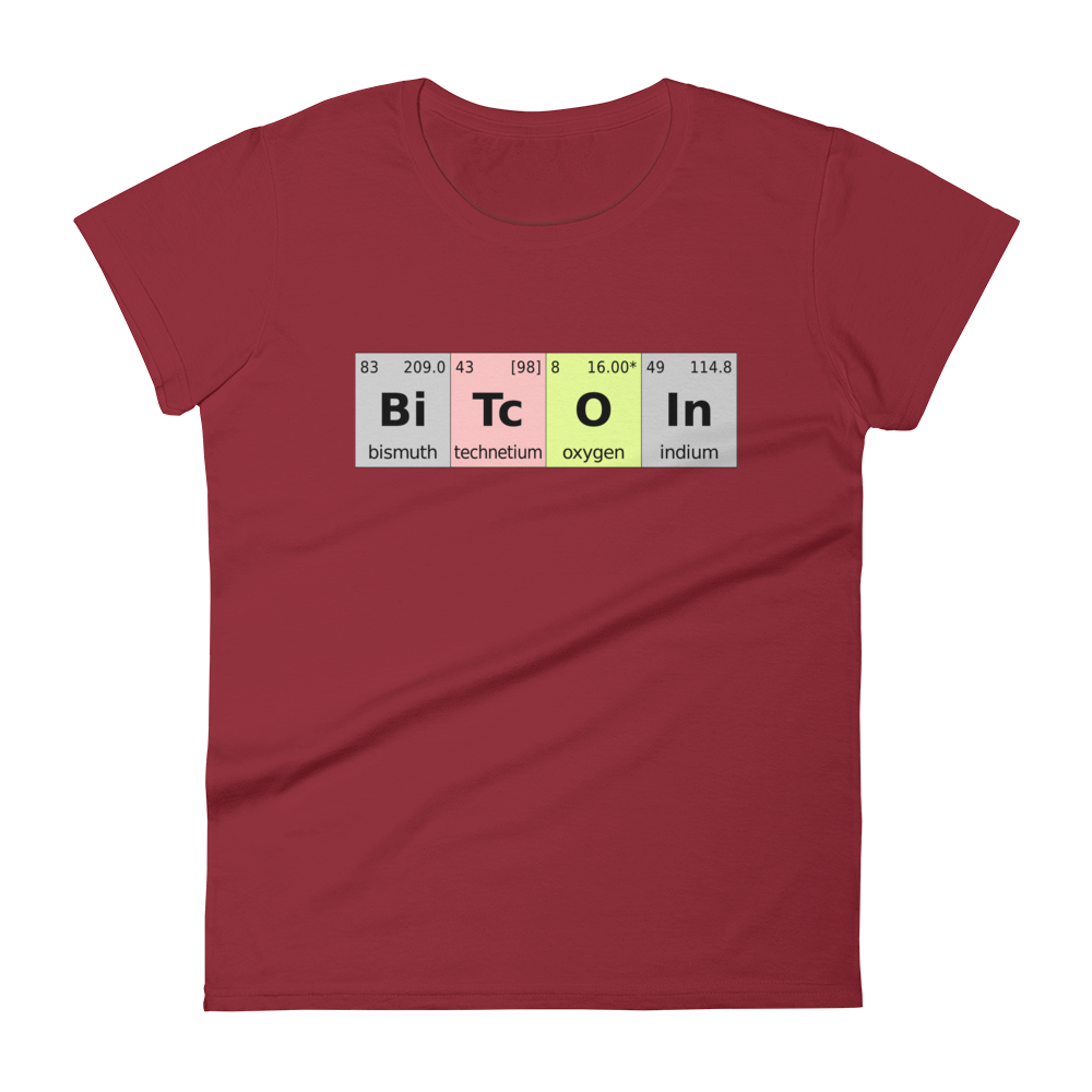 Bitcoin Periodic Table Women's T-Shirt  zeroconfs Independence Red S 