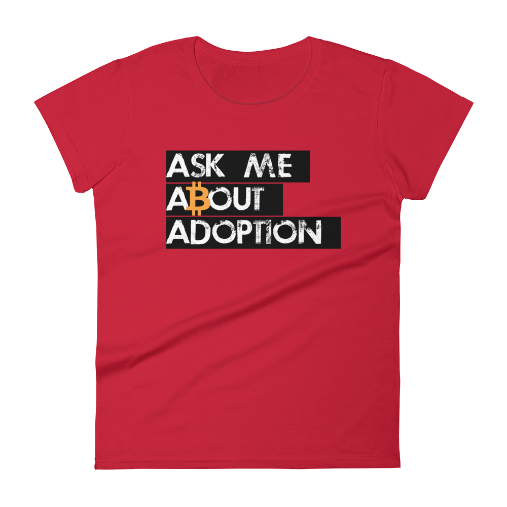 Ask Me About Adoption Bitcoin Women's T-Shirt  zeroconfs Red S 