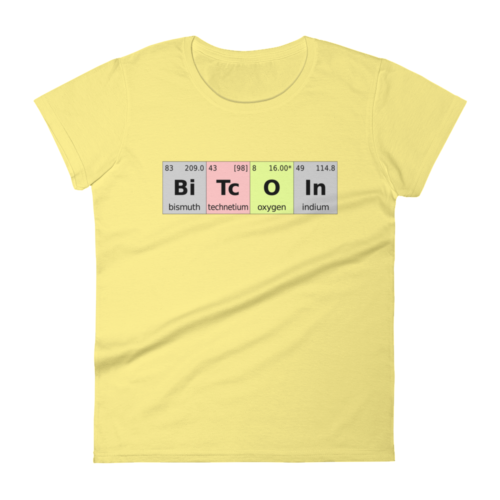 Bitcoin Periodic Table Women's T-Shirt  zeroconfs Spring Yellow S 