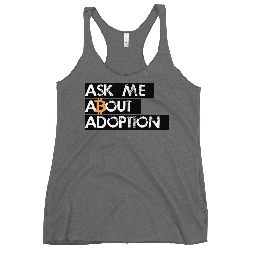 Ask Me About Adoption Bitcoin Women's Racerback Tank  zeroconfs Premium Heather XS 