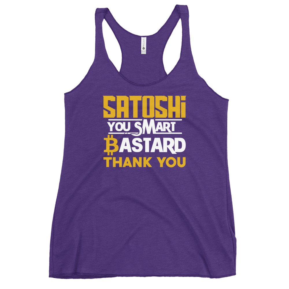 Satoshi You Smart Bastard Bitcoin Women's Racerback Tank  zeroconfs Purple Rush XS 