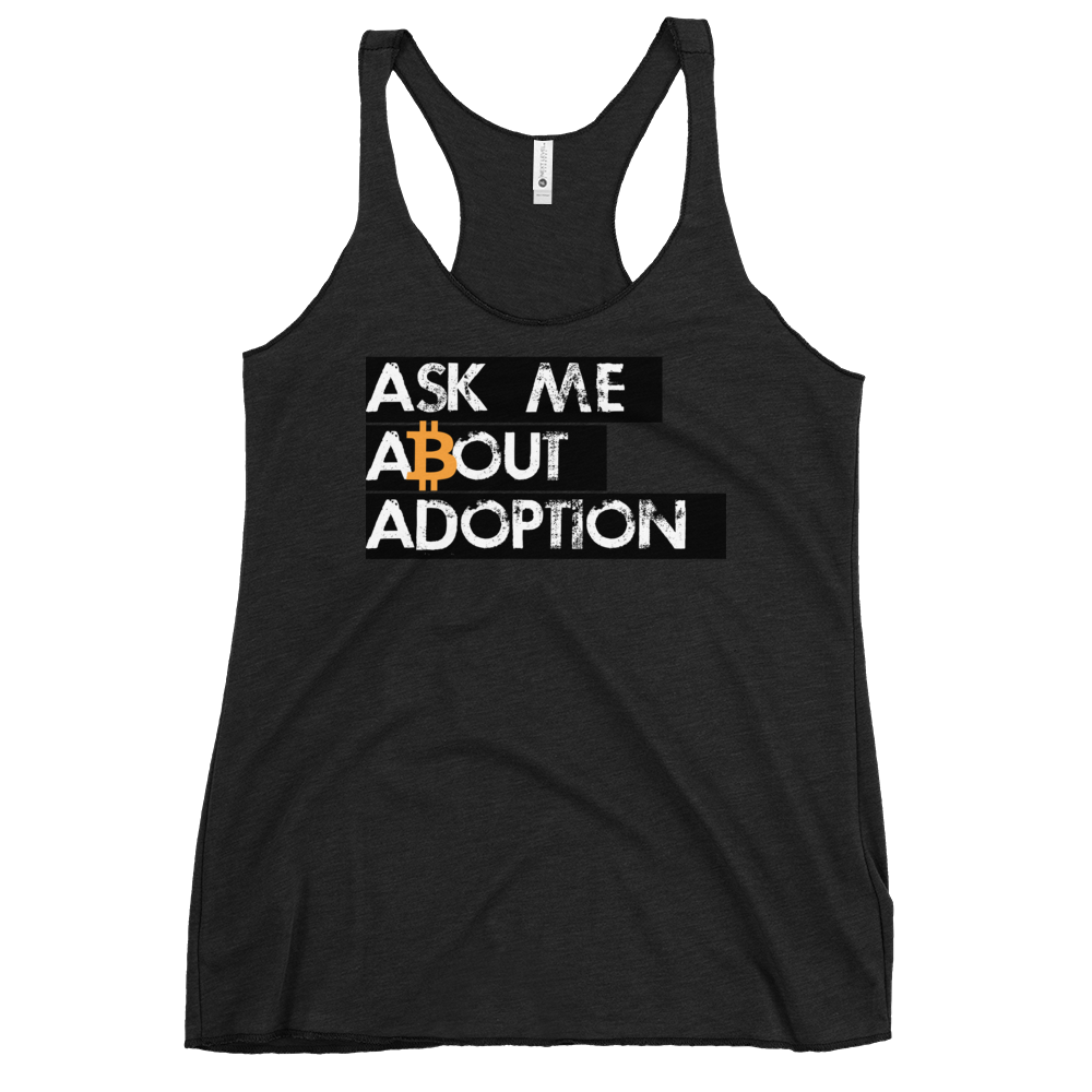 Ask Me About Adoption Bitcoin Women's Racerback Tank  zeroconfs Vintage Black XS 