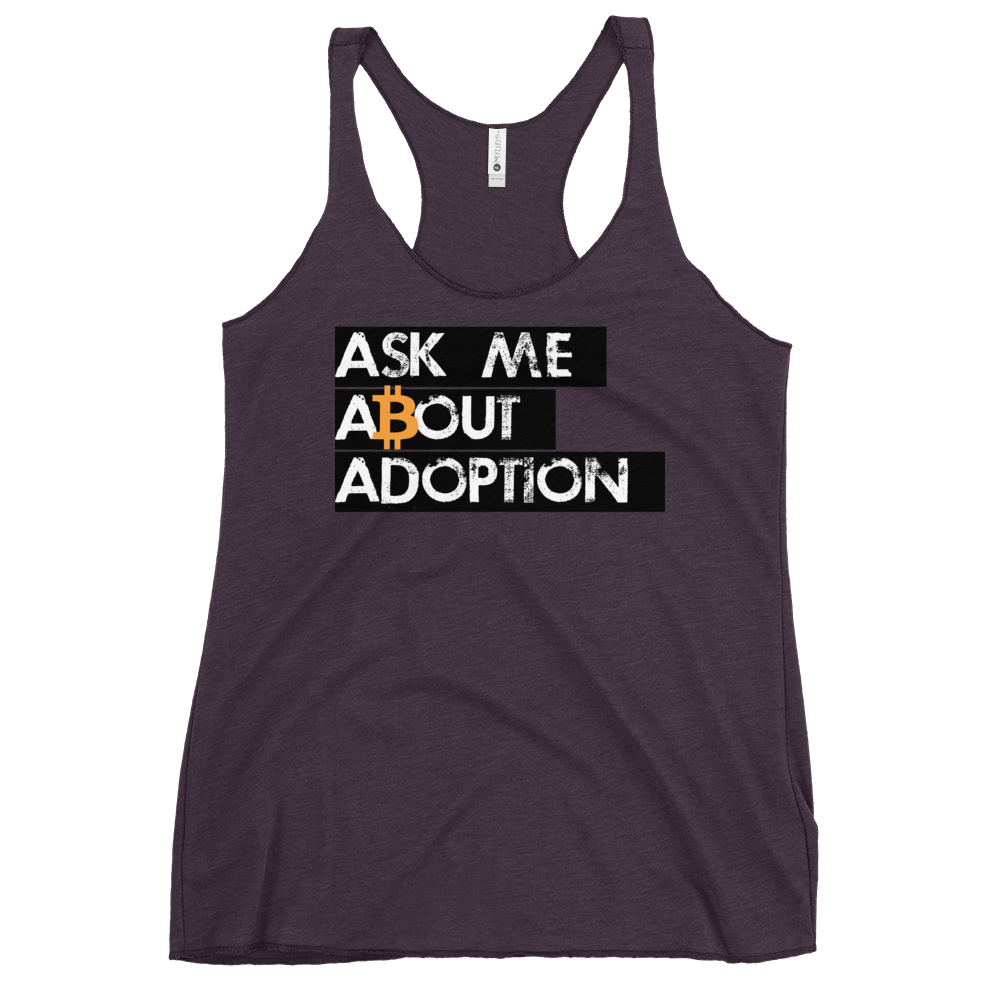 Ask Me About Adoption Bitcoin Women's Racerback Tank  zeroconfs Vintage Purple XS 