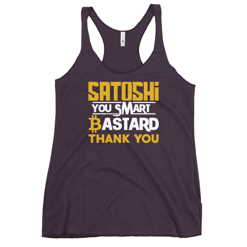 Satoshi You Smart Bastard Bitcoin Women's Racerback Tank  zeroconfs Vintage Purple XS 