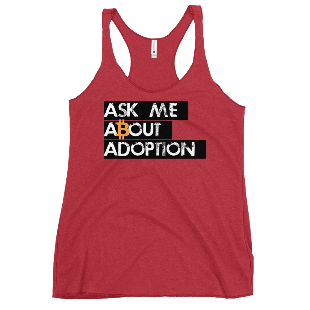 Ask Me About Adoption Bitcoin Women's Racerback Tank  zeroconfs Vintage Red XS 