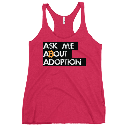 Ask Me About Adoption Bitcoin Women's Racerback Tank  zeroconfs Vintage Shocking Pink XS 