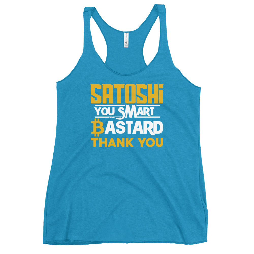 Satoshi You Smart Bastard Bitcoin Women's Racerback Tank  zeroconfs Vintage Turquoise XS 